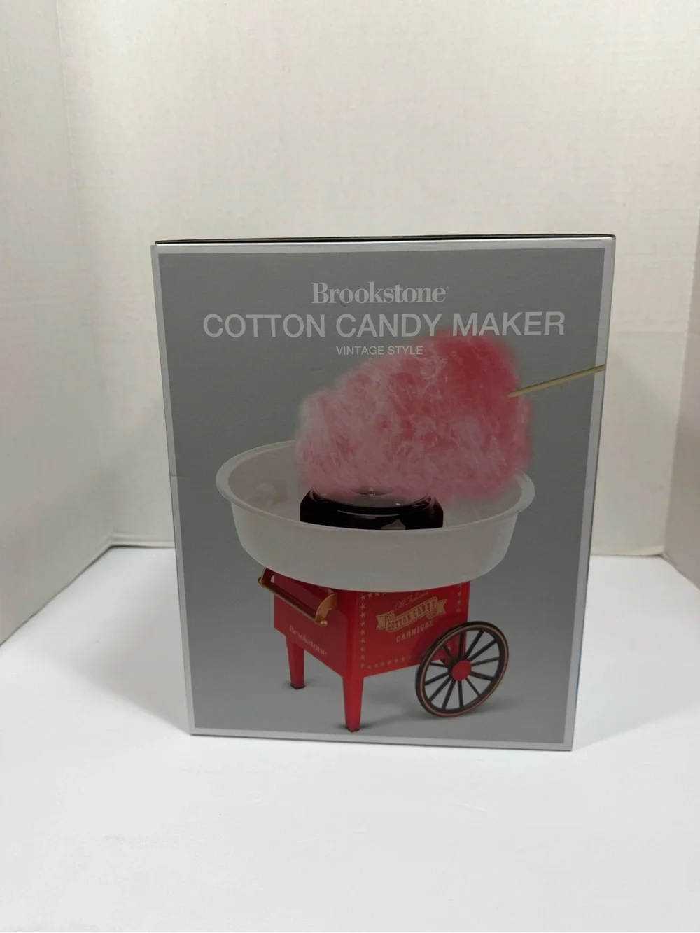 Brookstone Red Cotton Candy Maker with White Bowl